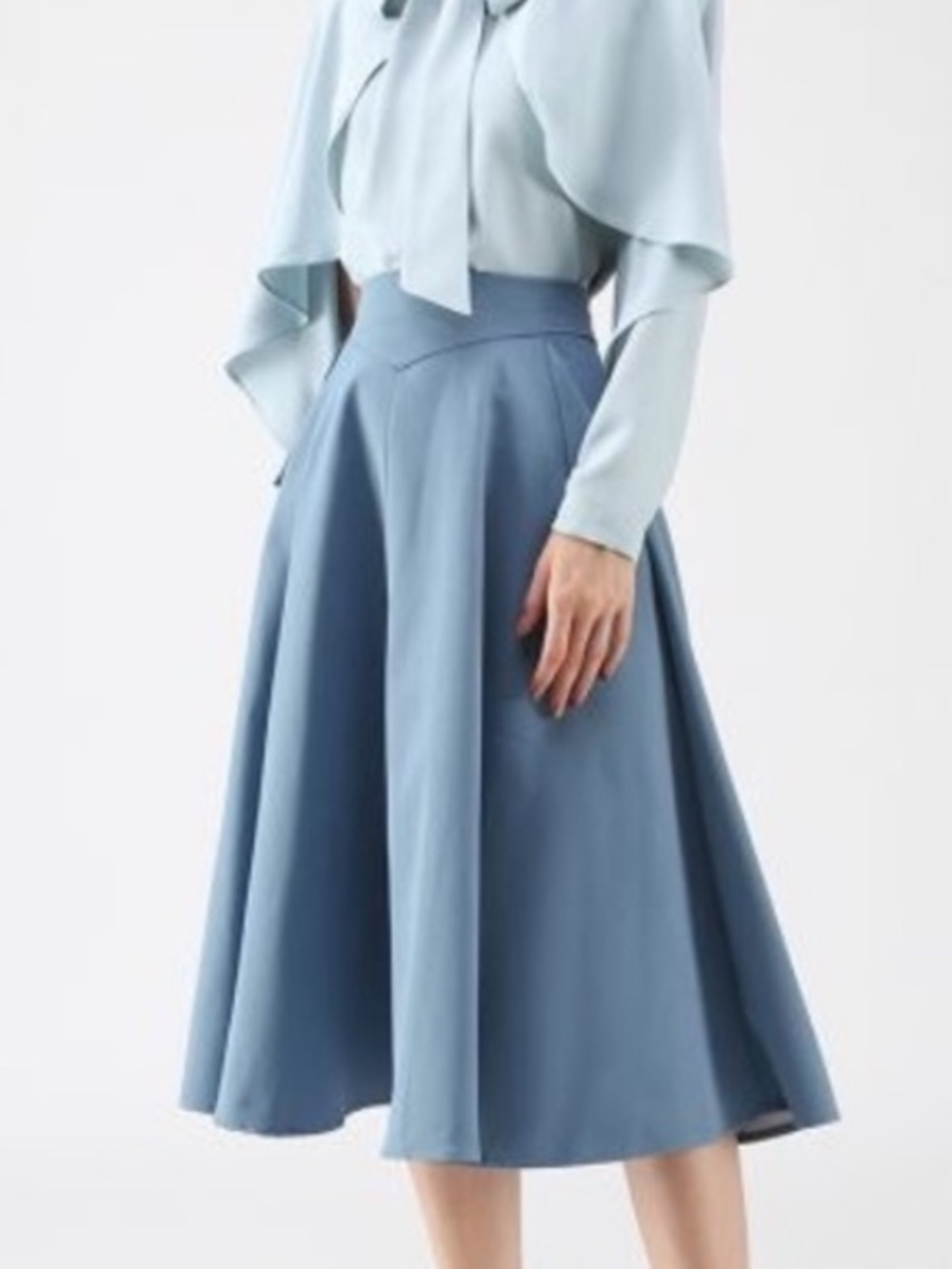 Chicwish Size Large Blue-Gray Midi Circle Skirt - Picture 2 of 9